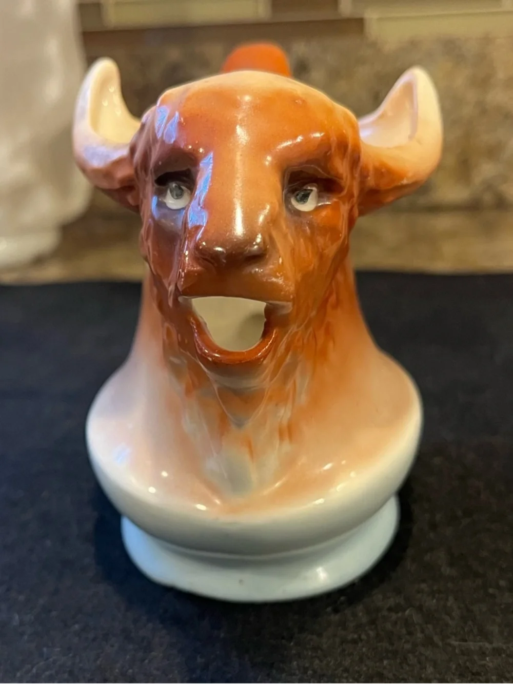 Vintage Royal Bruxonia Austria Water Buffalo Bison Head Creamer Pitcher